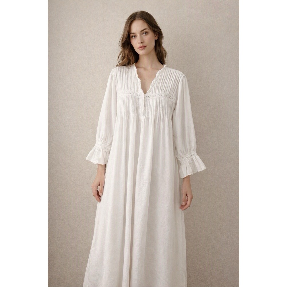 Vintage White Cotton Lace Nightgown Boho Romantic Free Size by Powell Craft - Picture 12 of 12
